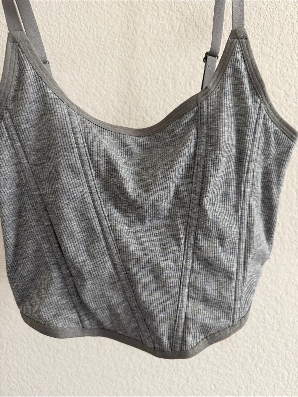 Colsie Gray Ribbed Corset Crop Top - Picture 3 of 7
